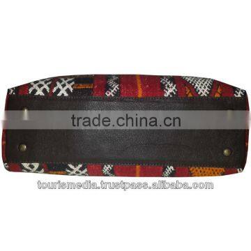 New Style of Moroccan Kilim Bags Tote Leather and Kilim Handbag photo-4