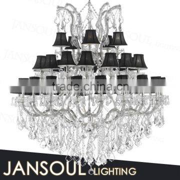 hotel/lobby/wedding decoration large luxury furniture crystal chandelier traditional pendant lights with black lampshape