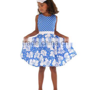 USA Stock Cotton Designer Blue Frock