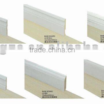 8-16' MDF Baseboard - base board - wall board - Prime painted (Gesso coated) (LZ-B126)