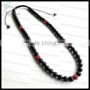 Black agate and red clay wholesale nature stone shamballa necklace