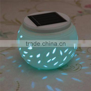 Hot Sale Romantic Design Ceramic Changing Colour LED Solar Lamp Sun Powered Table Garden Round Light Sun Light Solar Power Lamp