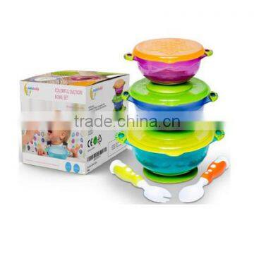 2016 Hot Sell Spill Proof Baby Plastic Bowl Set With Spoon