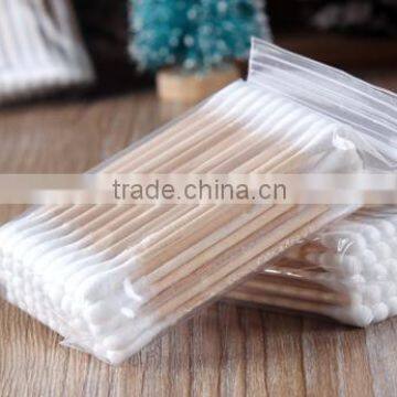 50pcs Double Ends Brich Wood Stick Cutton Disposable Beauty Clean Makeup Swabs photo-3