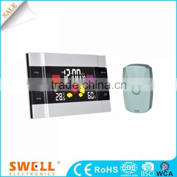 weather station with temperature trend clock , weather station clock with sensor