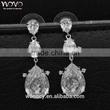 factory wholesales fashion white zircon earrings in women's silver jewellery