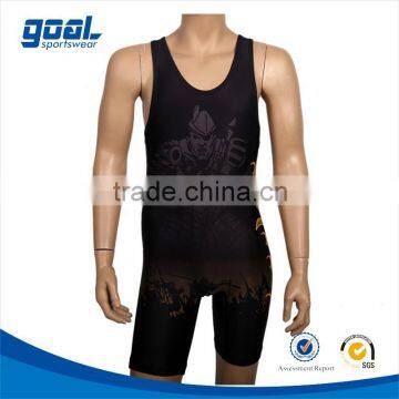 High quality vintage sublimated mens lycra wrestling singlet made in China