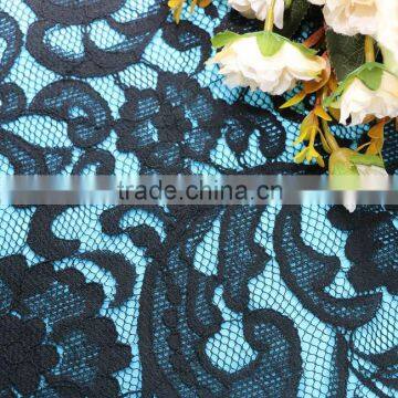 Black Flowers Cotton Nylon Lace Fabric Embroidery African Voile Lace Cord Lace Fabric