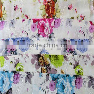 100% rayon embroidery fabric printed for ladies' garment