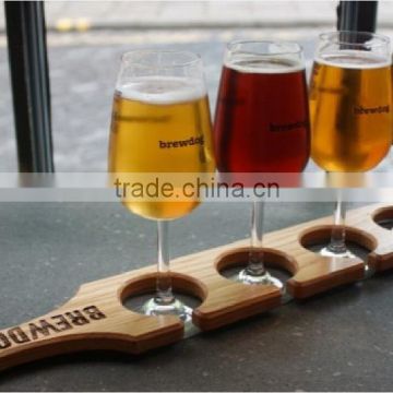 2015 hot sale Custom Beer Tasting Serving Paddle bamboo Beer Flight for 4pcs Stemware beer flight beer paddle wholesale                        
                                                Quality Choice