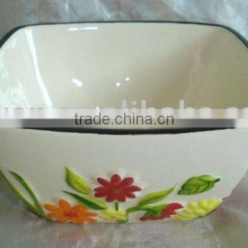 handpainted square ceramic bowl