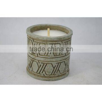 unique design white unscented cement candle110D x110H