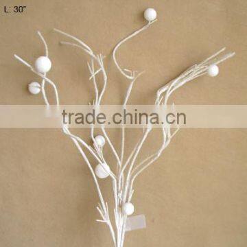 artificial glitter foam ball beaded branch faux twigs branch for christmas home decoration