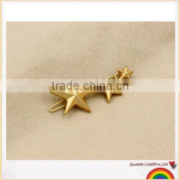 Beautiful gold metal star shape hair clip for young girls