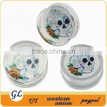 TP02977 transparent acrylic skull plug body piercing jewelry , acrylic plugs jewelry