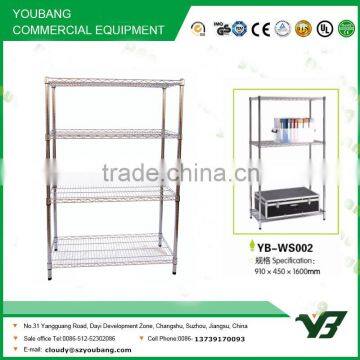 2015 Hot Sell NSF 50KGS Light Duty 4 Layer Corner Chrome Metal Wire Display Rack With 4 Wheels (YB-WS012) photo-2