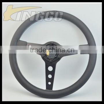 New Arrival Real Leather Racing steering wheel With Deep Corn