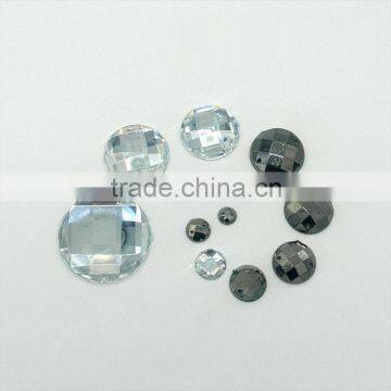 KA1 Round Chessboard Flat Back Acrylic Stone Two Holes Sewing on Craft Apparel Garment Accessories Decoration Fitting photo-4