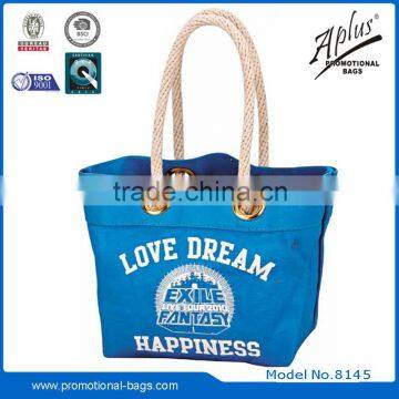 canves designer shopping tote bag with cotton rope