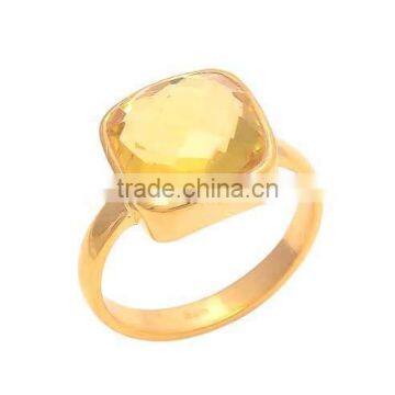 The Gopali Jewellers Rose Vermeil Gold Citrine Quartz Gemstone Sterling Silver Stacking Ring