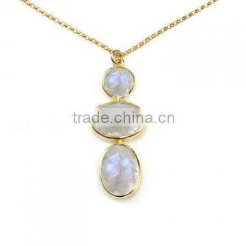 The Gopali Jewellers Rainbow Moonstone Pendant Handmade Necklace Statement Necklace Chain Necklace