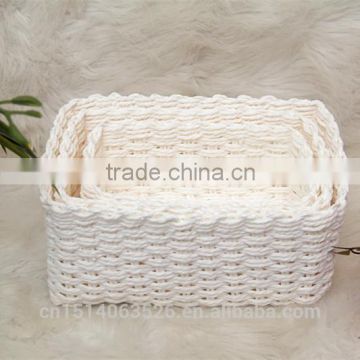 flower basket set of 3-white