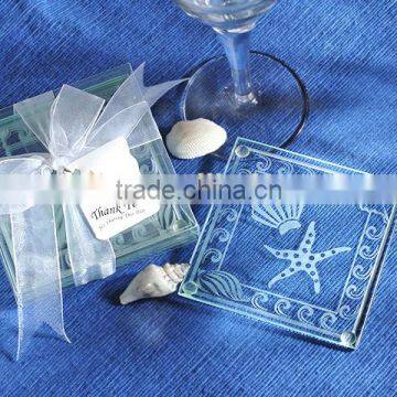 Sea Shell and Starfish Frosted Glass Coasters