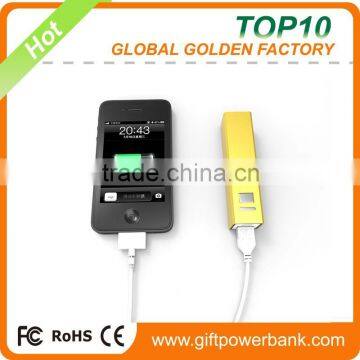 Square Tube USB Power Bank 2600mAh yellow color powerbank