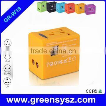 GR-W18 hot selling corporate gift universal plug socket with 2 usb ports