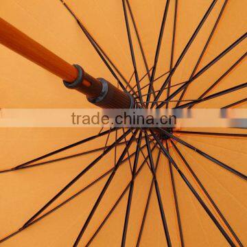16 Panels Crooked Wonden Handle Wooden Shaft and Top Straight Umbrella photo-5