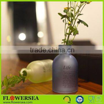 wholesale cheap small round colored frosting glass vase for flower