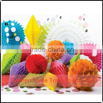 Assorted Paper Honeycomb Balls and Fans Hanging Party Decorations