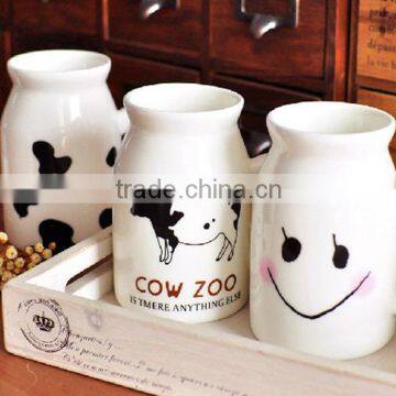 customize LOGO promotional advertising ceramic milk bottle