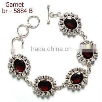 925 silver CZ bracelet garnet bracelet sterling silver jewelry