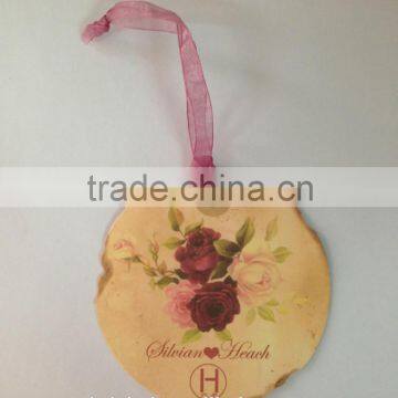 burn out effect hangtag with ribbon and oil paper