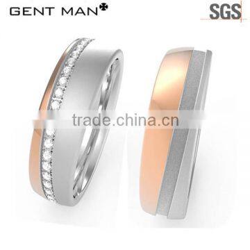 Rose Gold and Rhodium Plated CNC 925 Silver Rings Bands for Wedding