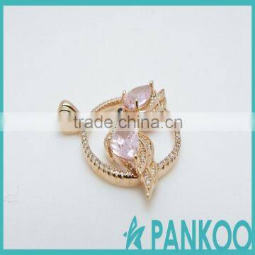 Wholesale Double Bird 925 Sterling Silver Inlaid Rose Quartz Pendant