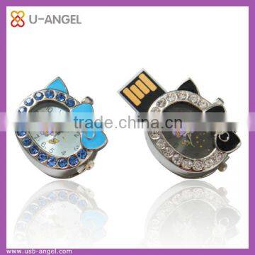 Fancy design timepiece usb flash disk ,Clock shaped metal USB Key 8gb with full capacity