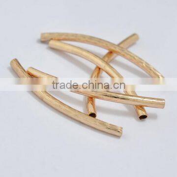 24K Gold Plated Brass Tube Wholesale Curved Tube Connector for Jewelry DIY Necklace Bracelet Accessories