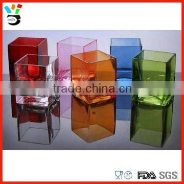 Good quality colored Machine Made square glassware cup