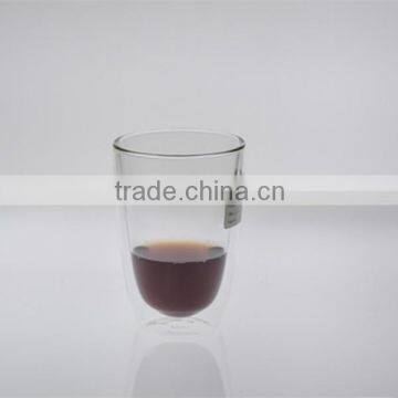 mouth blown clear double wall glass tea cup