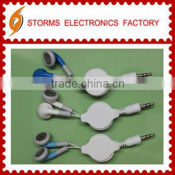 Cheap imprint retractable earphone for mobile factory wholesale