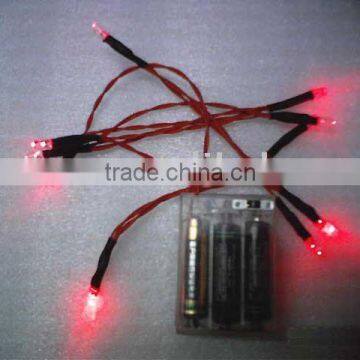 Battery string light/led fairy light -red wire red bulb
