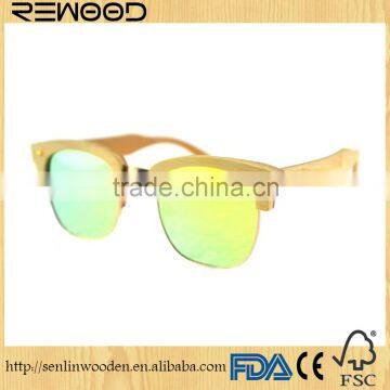 semi-rimless wood sunglass with uv 400 bamboo new sunglasses model fashion sun glasses wood