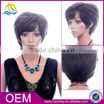 China wig supplier synthetic lady bobo wig short hair lace wig silk top