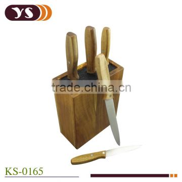 5pcs acacia wood knife and block set