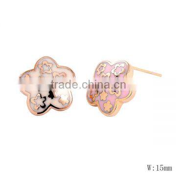 SRE0058 China Wholesale Rose Gold Stainless Steel Resin Filled Star Earring