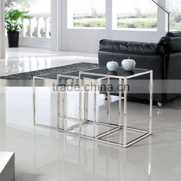 Stainless steel glass furniture side table