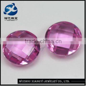 Xiangyi 2# pink color double checkerboard cut square synthetic corundum stone in stock for bracelet decoration