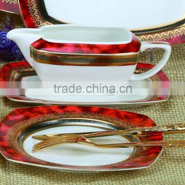 Bone China Dinnerware Set in Luxury and Royal Style of Square Shape photo-2
